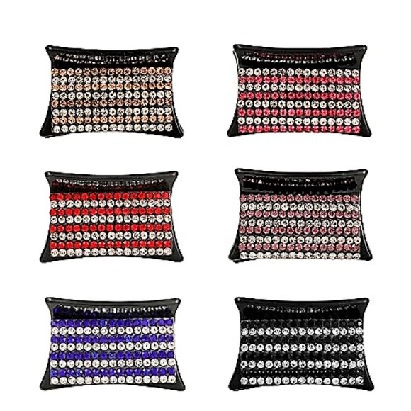 Accessories - 12 Pack 1.5" Double Sided Crystal Stone Jaw Clips Wholesale Lot